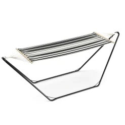 Hängematte mit Gestell 280 cm schwarz/weiss