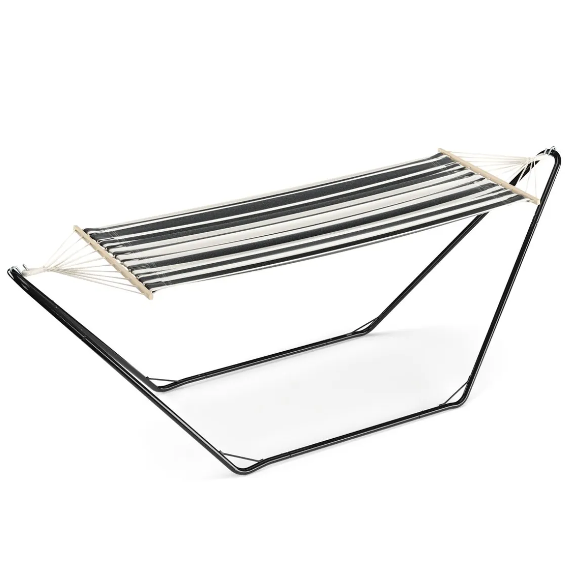 Hängematte mit Gestell 280 cm schwarz/weiss