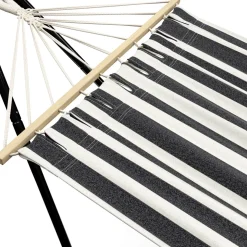 Hängematte mit Gestell 280 cm schwarz/weiss
