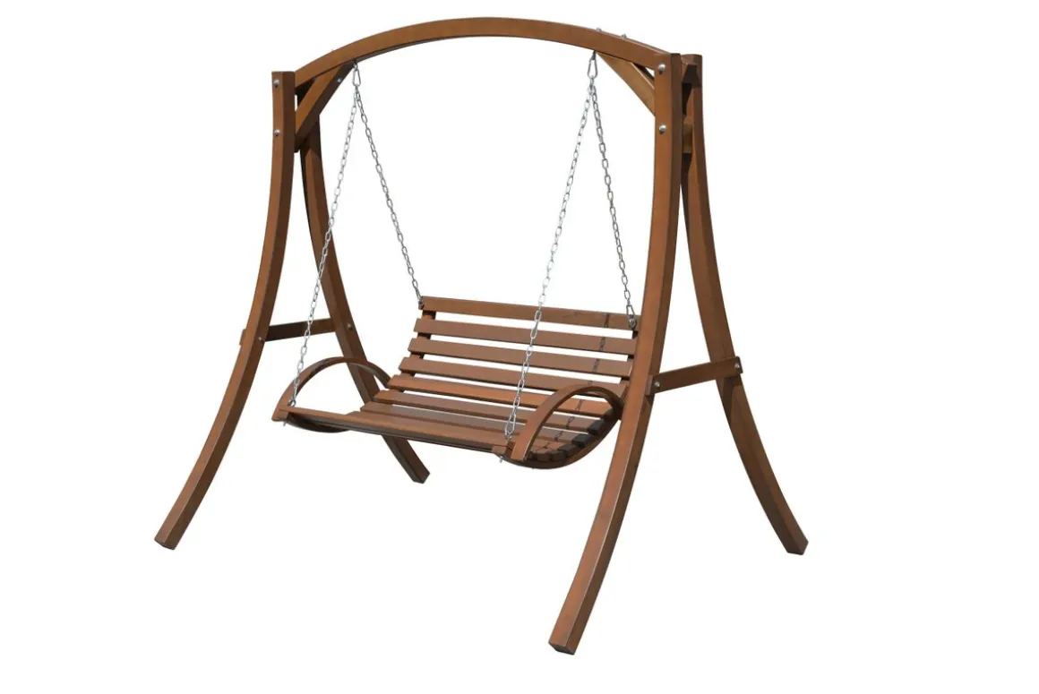 Hängeschaukel mit Gestell aus Holz