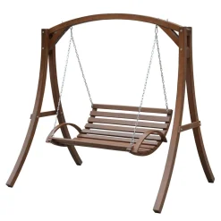 Hängeschaukel mit Gestell aus Holz