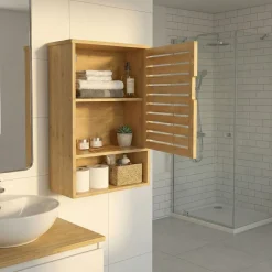 Hängeschrank Bambus SANOVA mit Ablage 40 x 20 x 60 cm natur