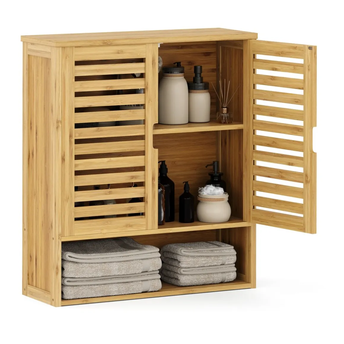 Hängeschrank Bambus SANOVA mit Ablage 59 x 21 x 67 cm natur