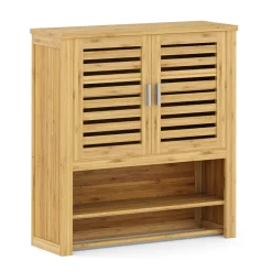 Hängeschrank Bambus VARA mit Ablage 62 x 21 x 66 cm natur