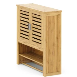 Hängeschrank Bambus VARA mit Ablage 62 x 21 x 66 cm natur