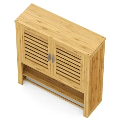 Hängeschrank Bambus VARA mit Ablage 62 x 21 x 66 cm natur