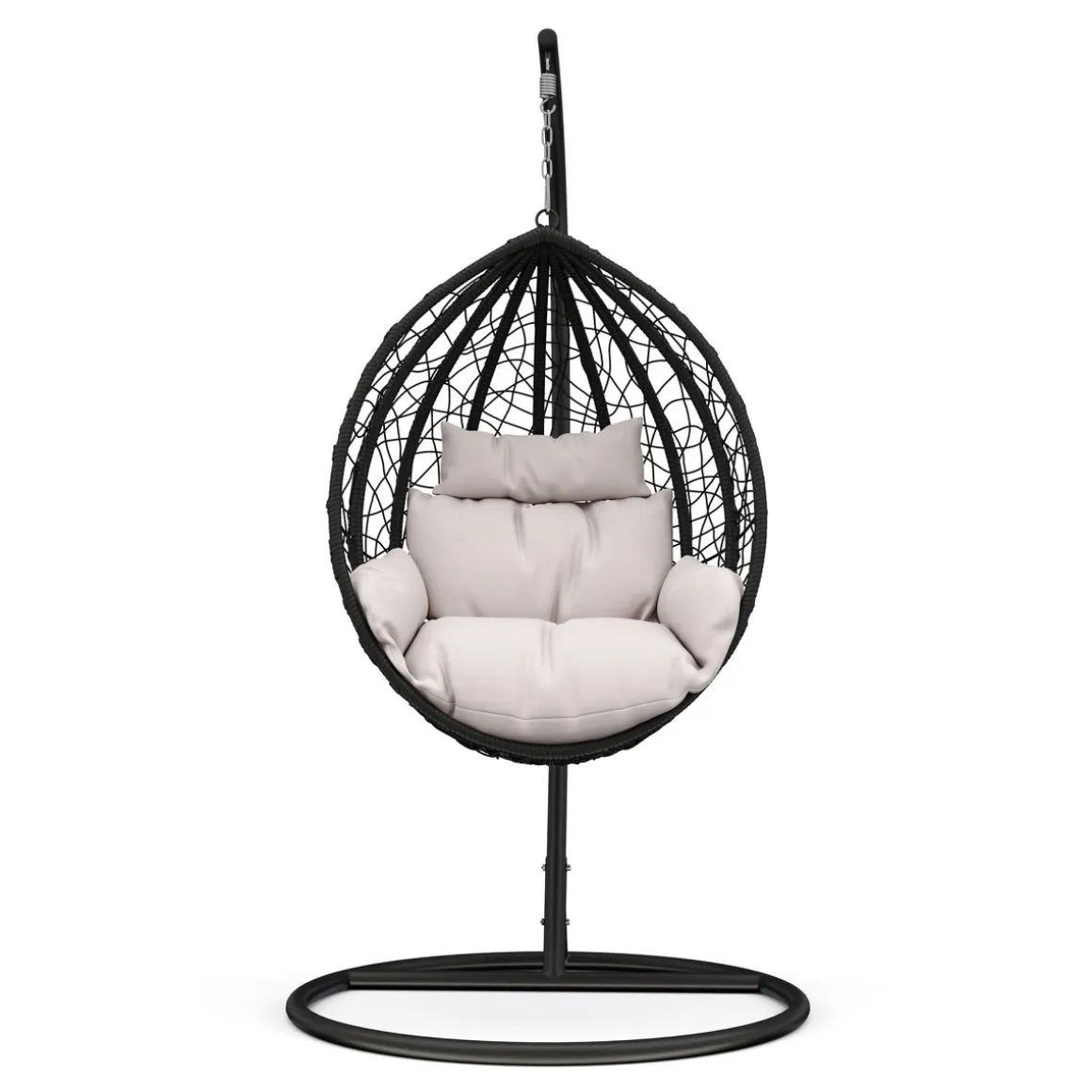 Hängesessel mit Gestell PANAMA schwarz/beige
