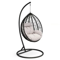 Hängesessel mit Gestell PANAMA schwarz/beige