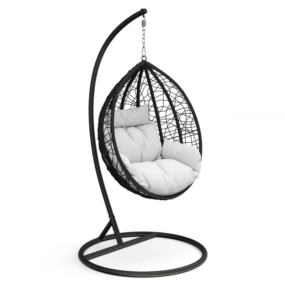 Hängesessel mit Gestell PANAMA schwarz/weiss