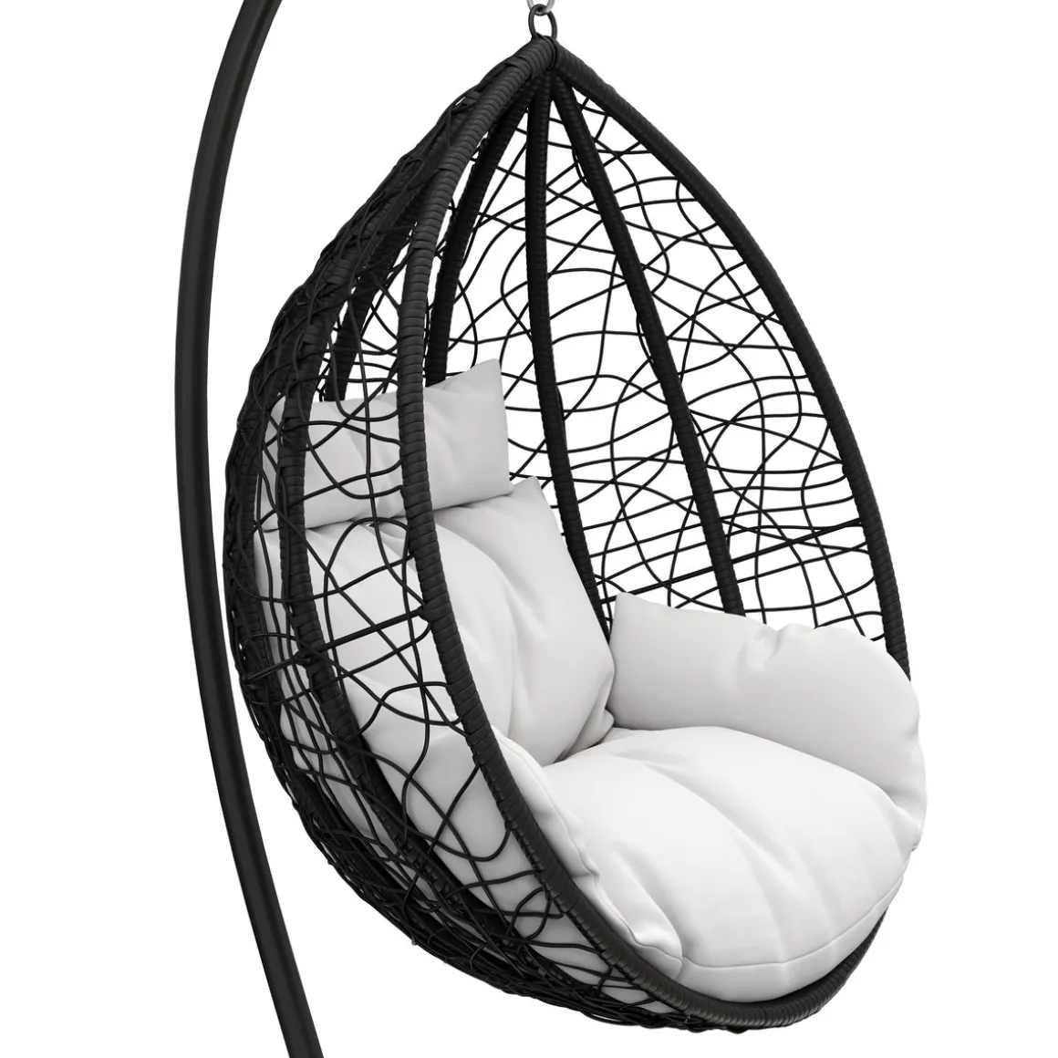 Hängesessel mit Gestell PANAMA schwarz/weiss