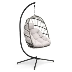 Hängesessel mit Gestell PERU schwarz/beige