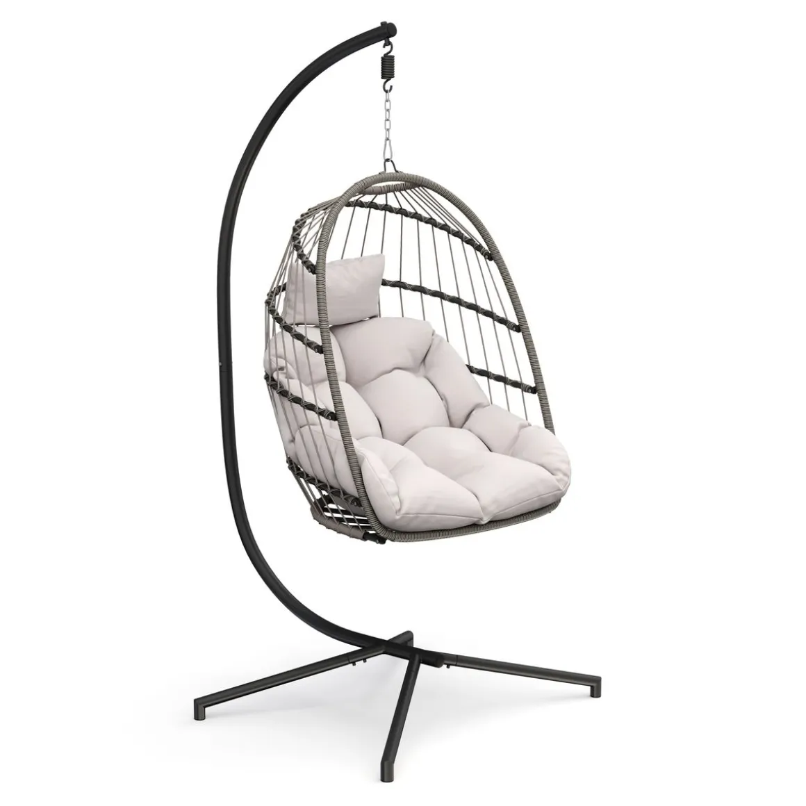 Hängesessel mit Gestell PERU schwarz/beige