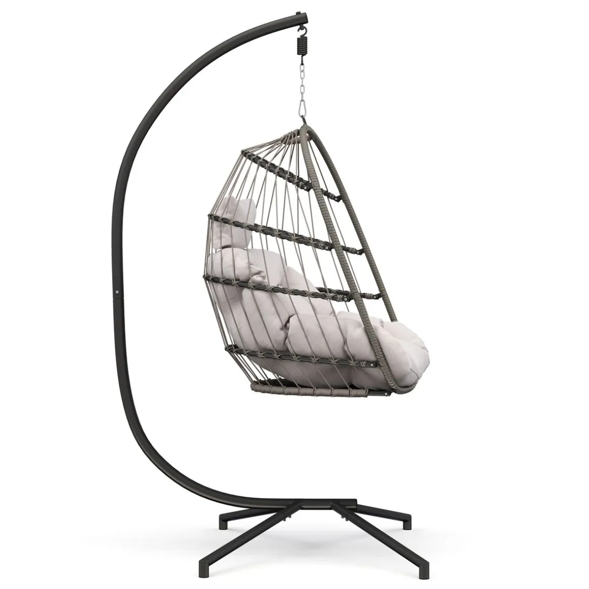 Hängesessel mit Gestell PERU schwarz/beige