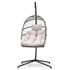 Hängesessel mit Gestell PERU schwarz/beige