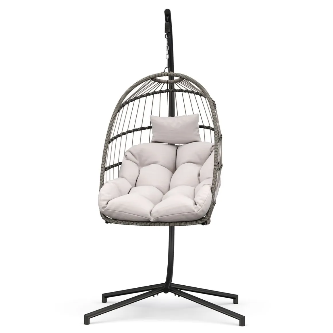 Hängesessel mit Gestell PERU schwarz/beige