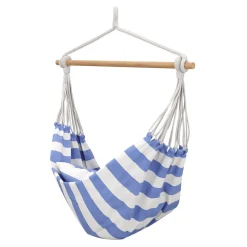 Hängesessel mit Kissen 180 x 125 cm blau/weiss