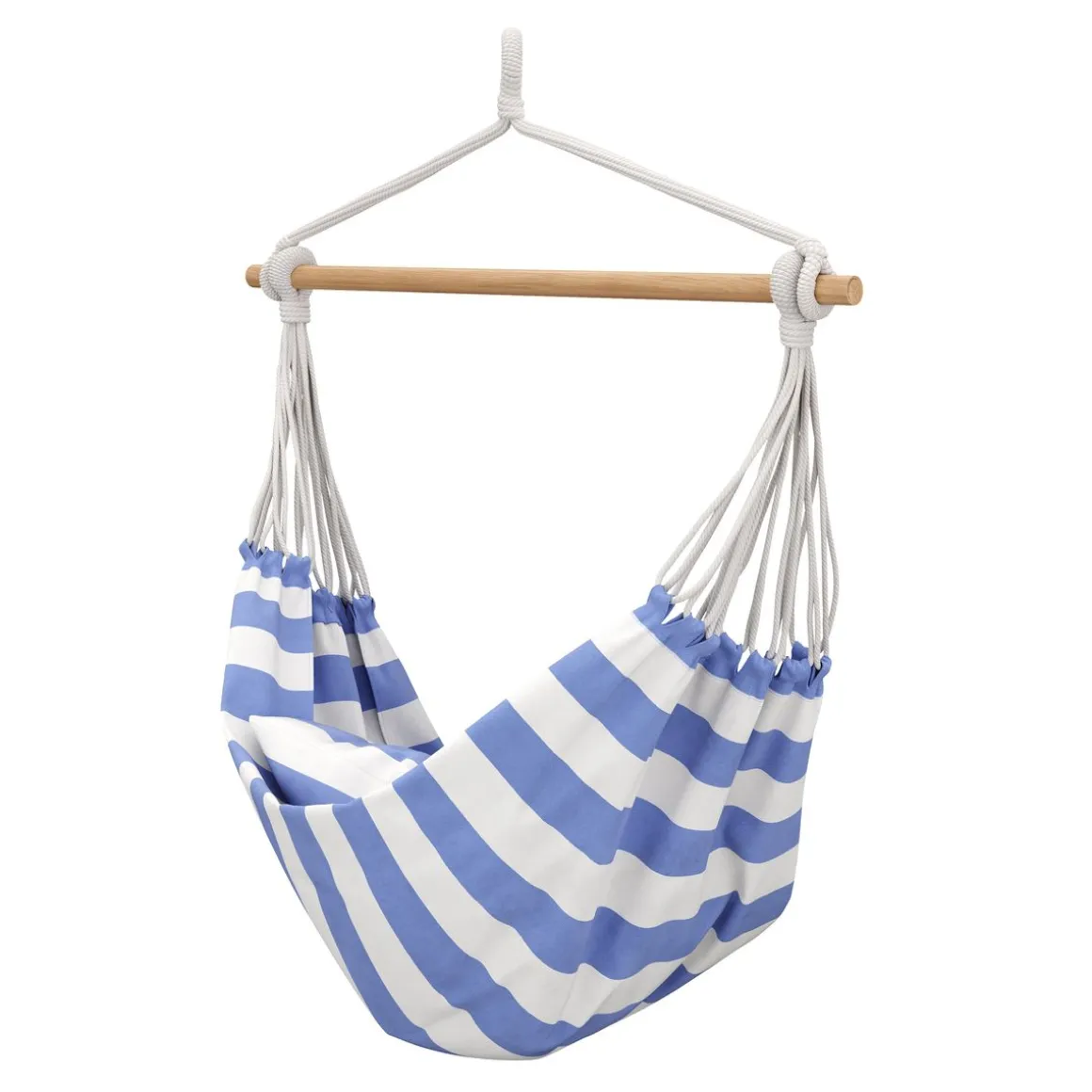 Hängesessel mit Kissen 180 x 125 cm blau/weiss