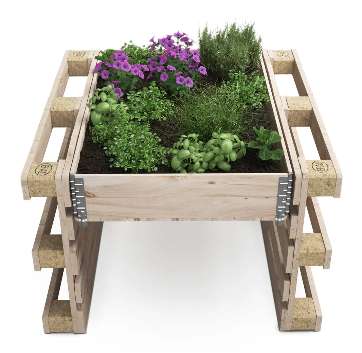 Hochbeet mit 2 Paletten Holz 120 x 109 x 80 cm