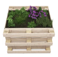 Hochbeet mit 2 Paletten Holz 120 x 109 x 80 cm