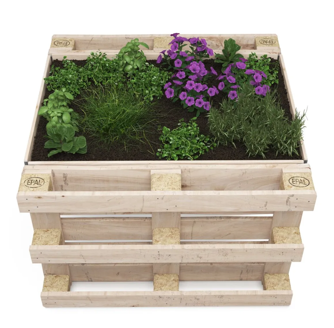 Hochbeet mit 2 Paletten Holz 120 x 109 x 80 cm