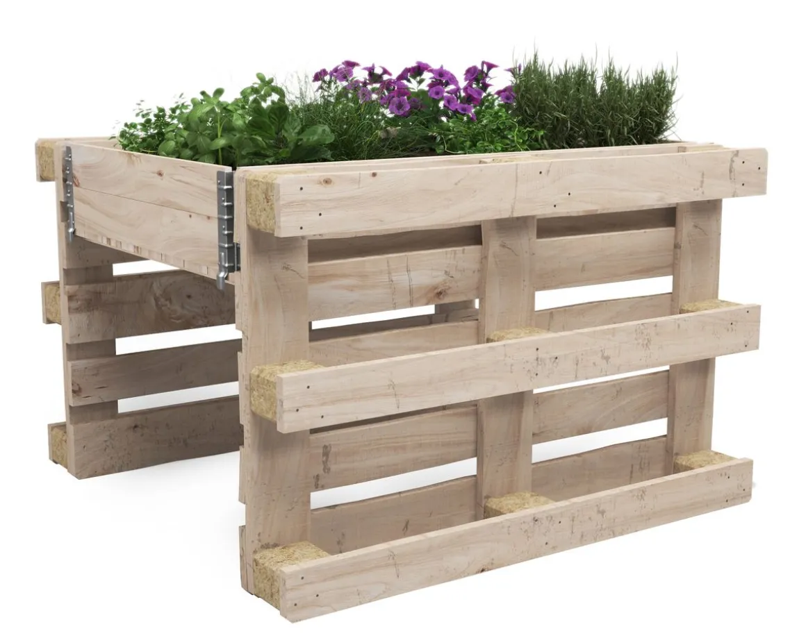 Hochbeet mit 2 Paletten Holz 120 x 109 x 80 cm