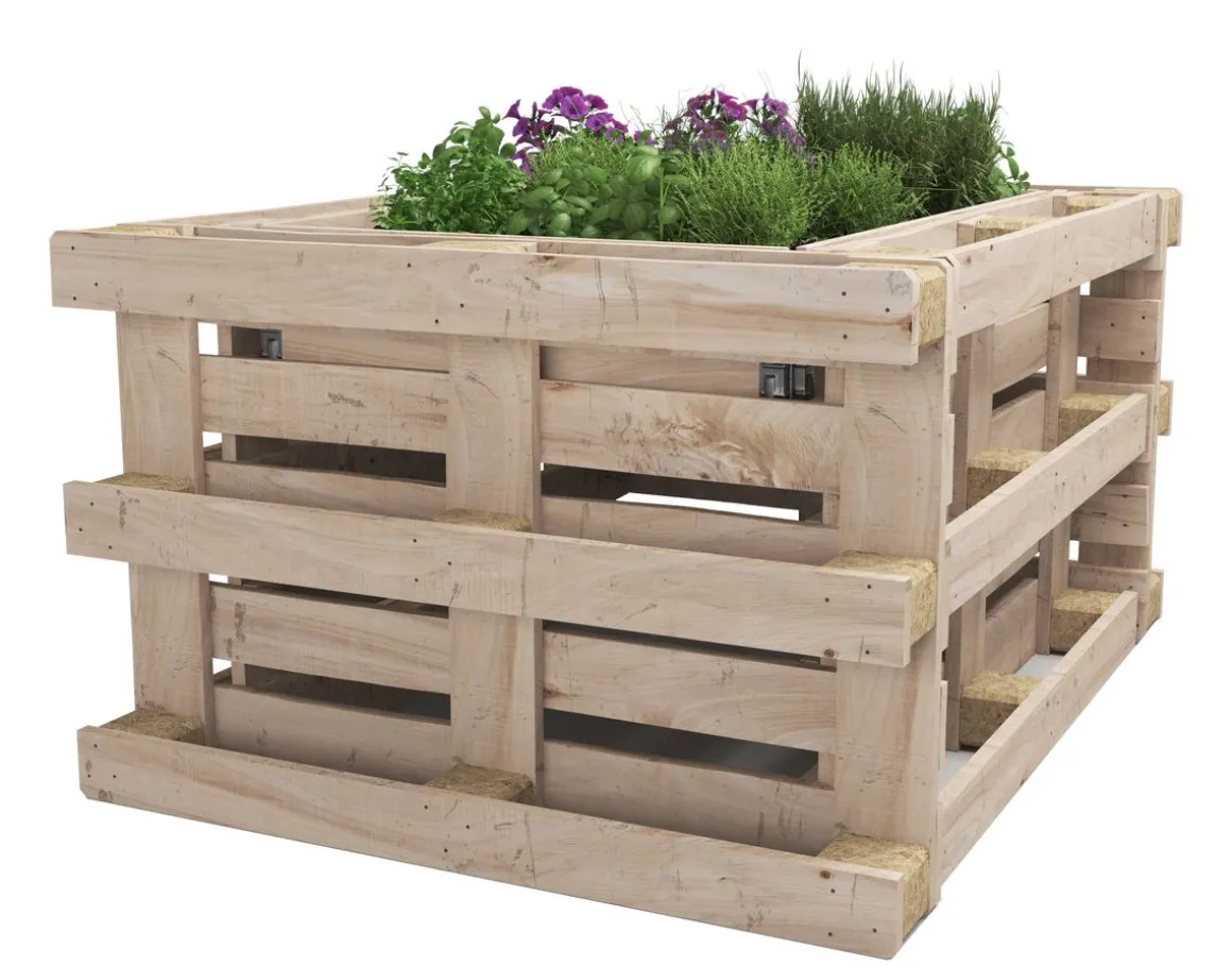 Hochbeet mit 4 Paletten Holz 149 x 120 x 80 cm