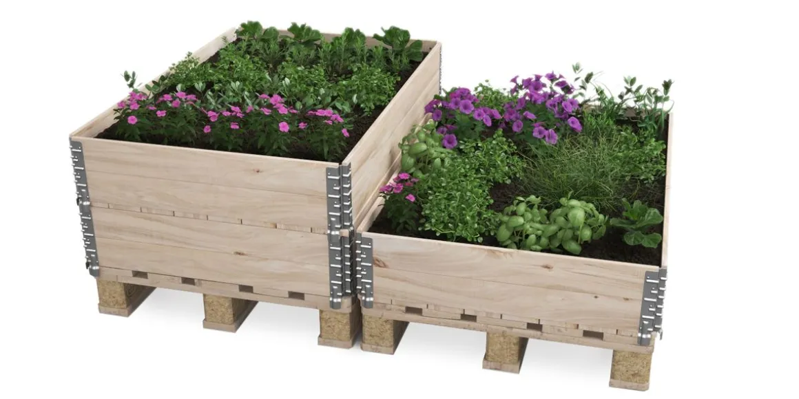 Hochbeet mit 2 Paletten Holz 120 x 80 x 34 cm