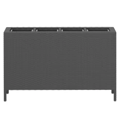 Hochbeet Rattan mit 4 Töpfen 100 x 30 x 60 cm schwarz