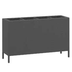 Hochbeet Rattan mit 4 Töpfen 100 x 30 x 60 cm schwarz