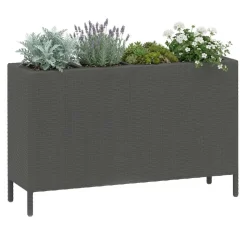 Hochbeet Rattan mit 4 Töpfen 100 x 30 x 60 cm schwarz