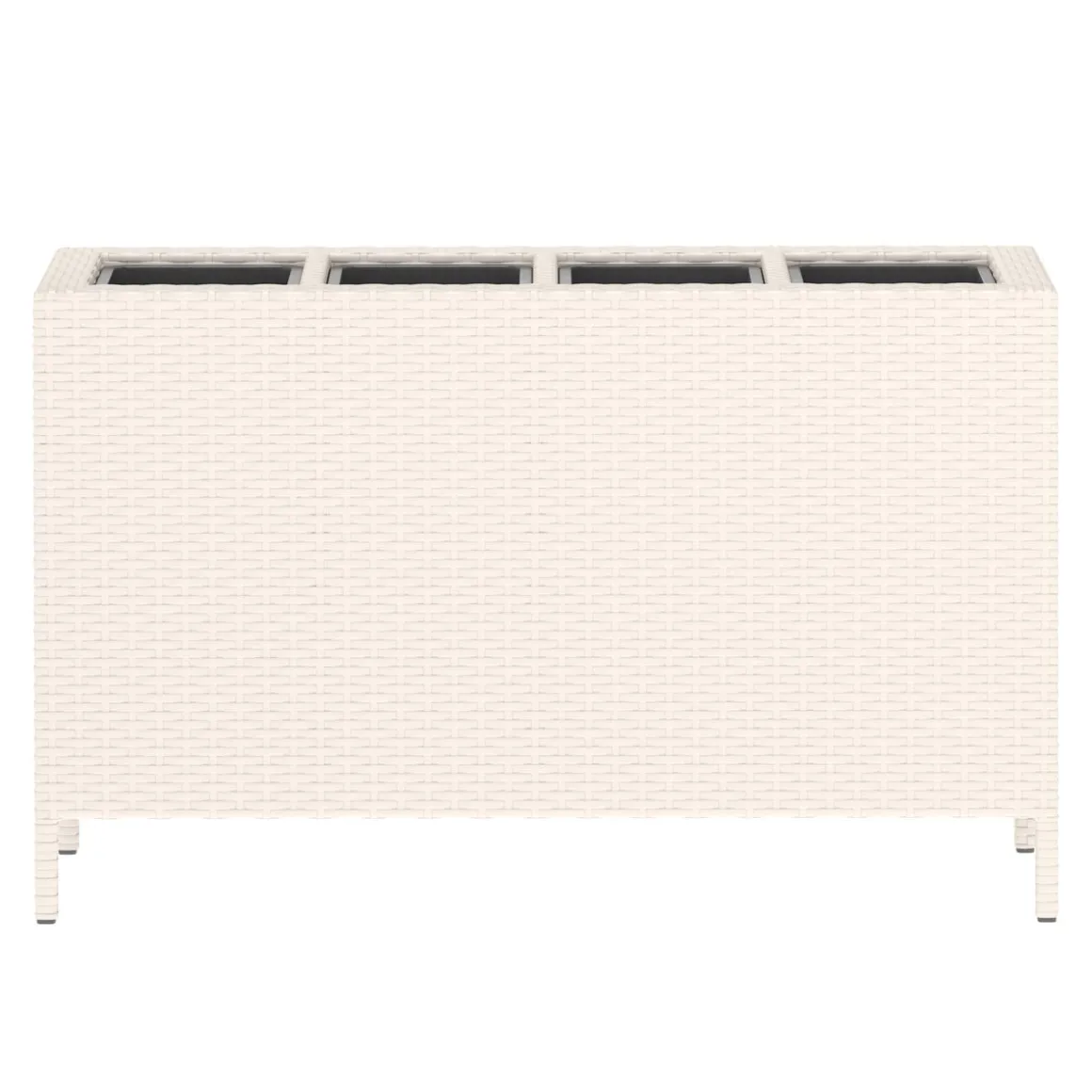 Hochbeet Rattan mit 4 Töpfen 100 x 30 x 60 cm beige