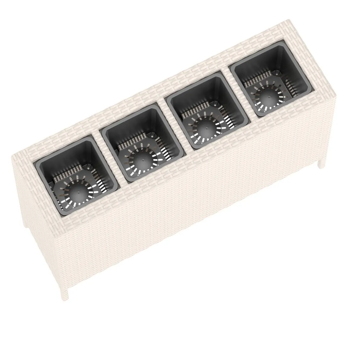 Hochbeet Rattan mit 4 Töpfen 100 x 30 x 60 cm beige