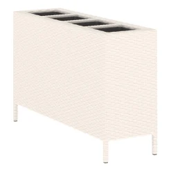 Hochbeet Rattan mit 4 Töpfen 100 x 30 x 60 cm beige