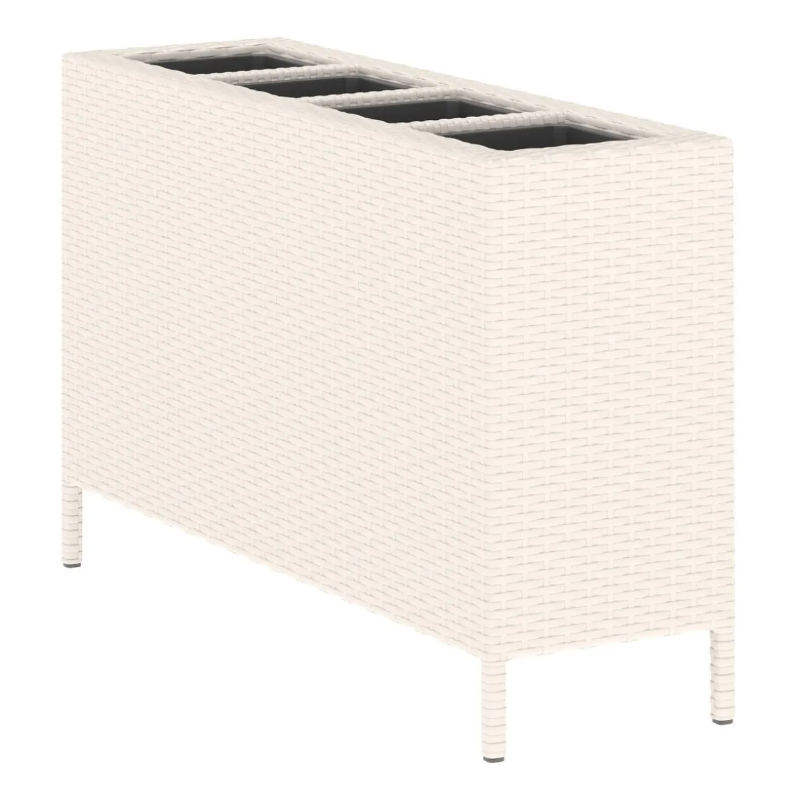 Hochbeet Rattan mit 4 Töpfen 100 x 30 x 60 cm beige