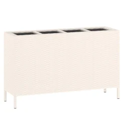 Hochbeet Rattan mit 4 Töpfen 100 x 30 x 60 cm beige