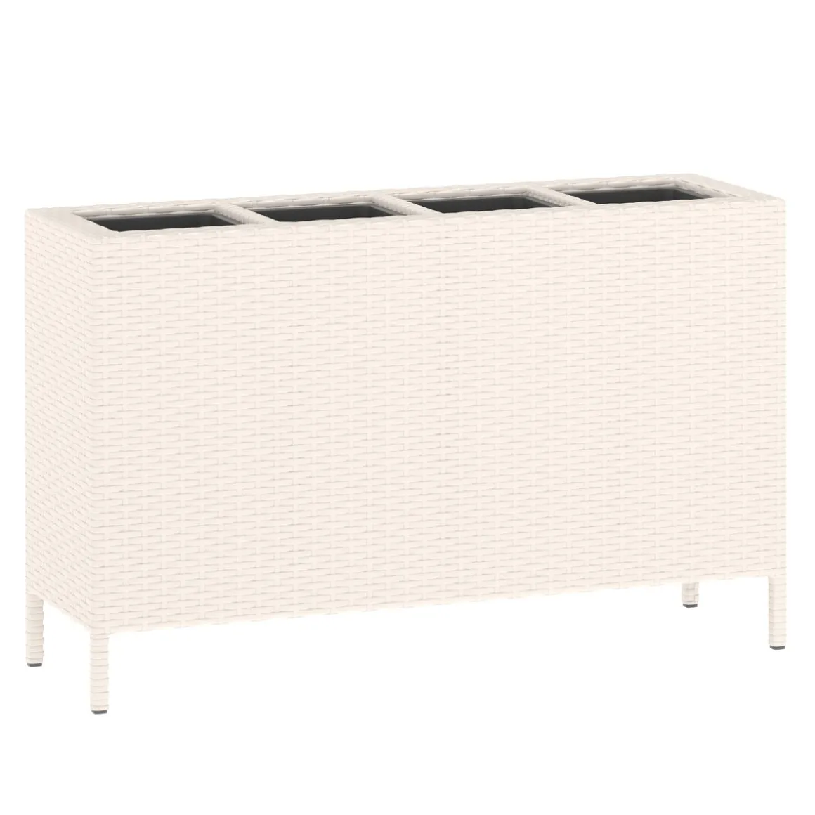 Hochbeet Rattan mit 4 Töpfen 100 x 30 x 60 cm beige