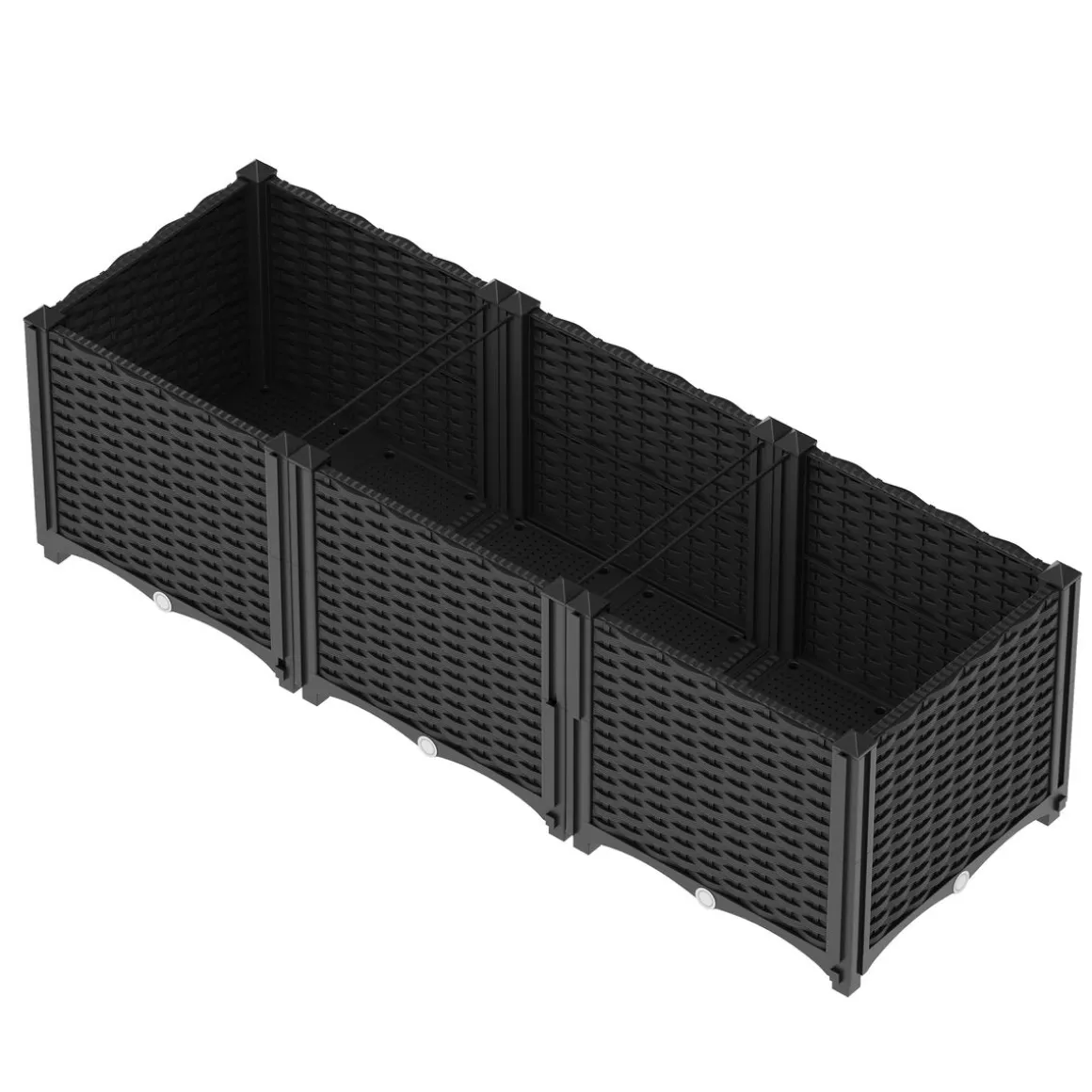 Hochbeet Rattan 120 x 40 x 38 cm schwarz