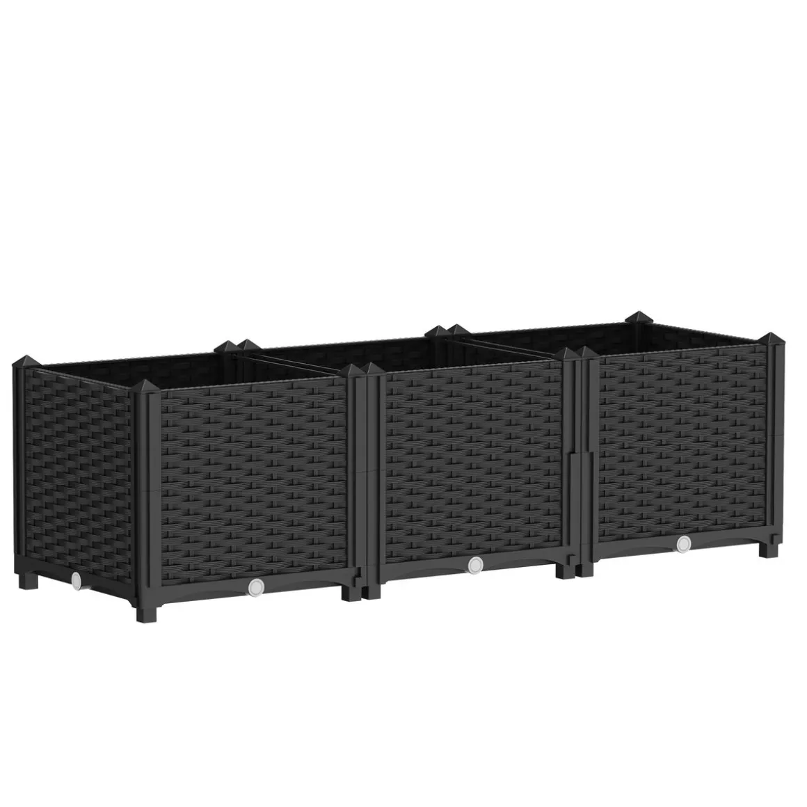 Hochbeet Rattan 120 x 40 x 38 cm schwarz