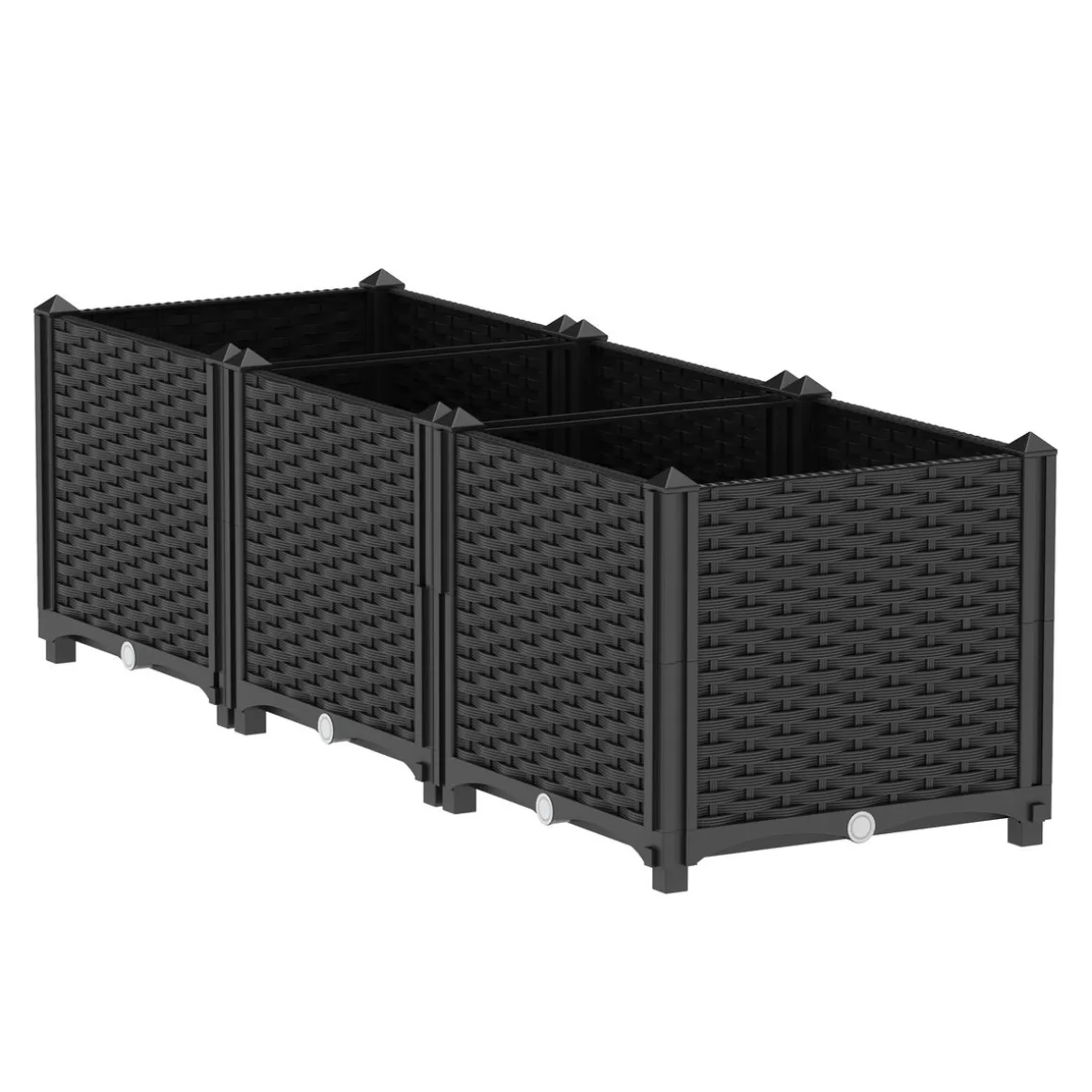 Hochbeet Rattan 120 x 40 x 38 cm schwarz