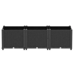 Hochbeet Rattan 120 x 40 x 38 cm schwarz
