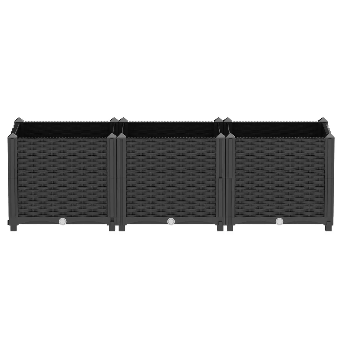 Hochbeet Rattan 120 x 40 x 38 cm schwarz