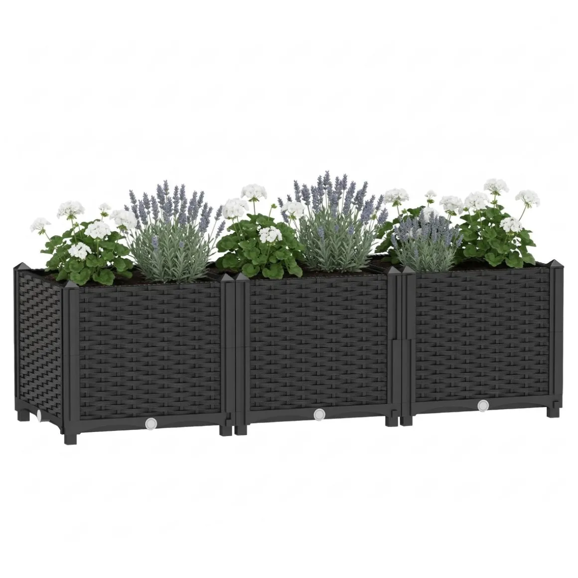 Hochbeet Rattan 120 x 40 x 38 cm schwarz