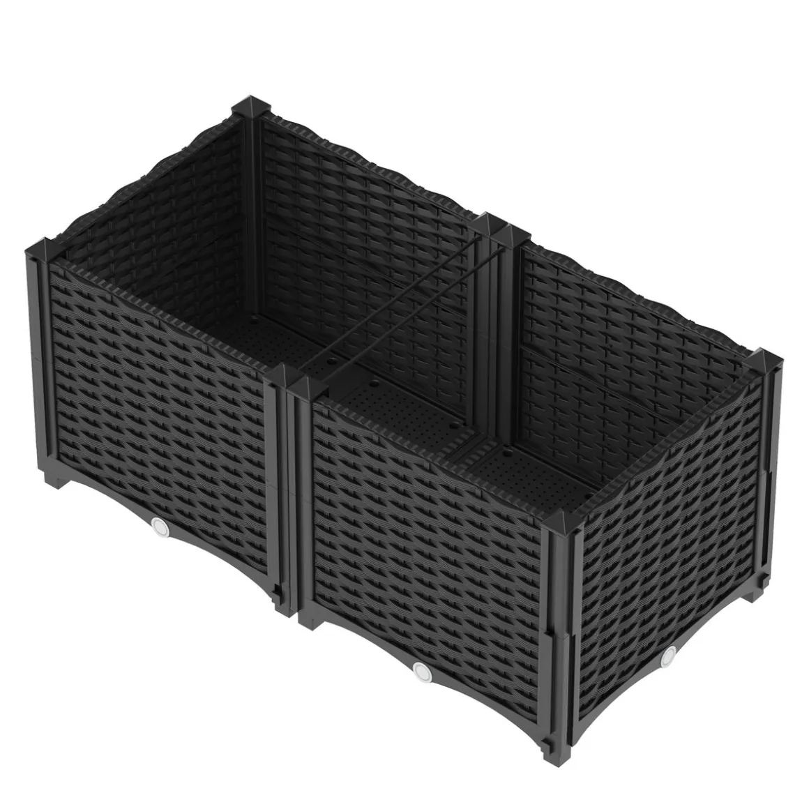 Hochbeet Rattan 80 x 40 x 38 cm schwarz