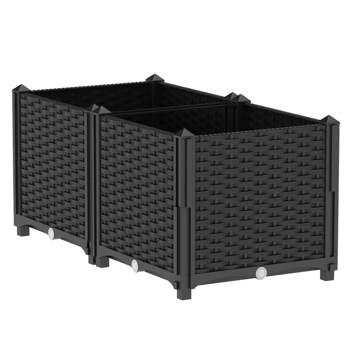 Hochbeet Rattan 80 x 40 x 38 cm schwarz