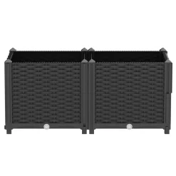 Hochbeet Rattan 80 x 40 x 38 cm schwarz