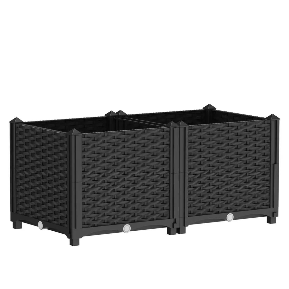 Hochbeet Rattan 80 x 40 x 38 cm schwarz