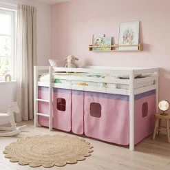 Hochbett BARBY 90 x 200 cm rosa/natur