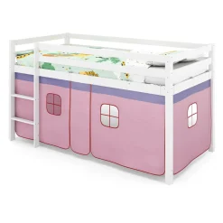 Hochbett BARBY 90 x 200 cm rosa/natur