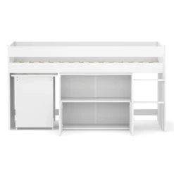 Hochbett Holz STANLEY mit Schreibtisch und Kommode 90 x 200 cm weiss