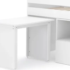 Hochbett Holz STANLEY mit Schreibtisch und Kommode 90 x 200 cm weiss